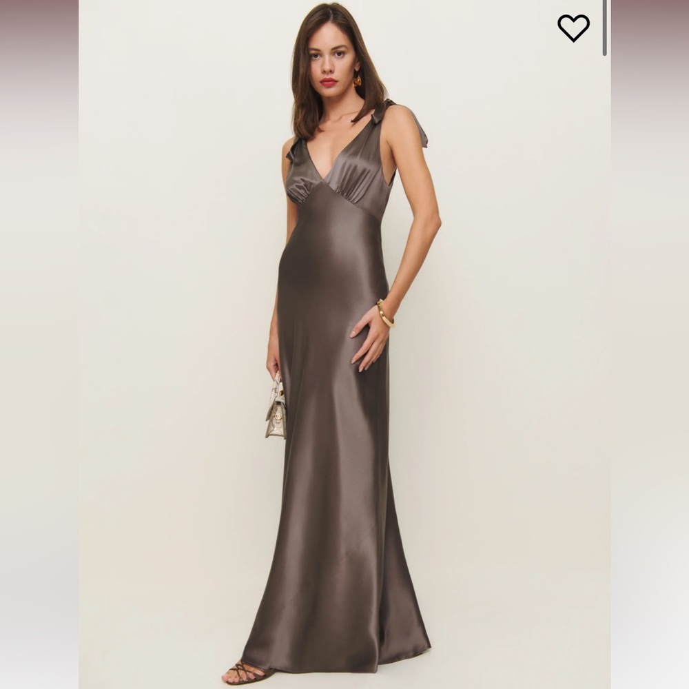 Reformation Pernille Silk Dress in Macademia M